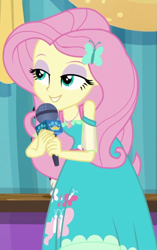 Size: 539x860 | Tagged: safe, imported from derpibooru, screencap, fluttershy, best in show: the pre-show, equestria girls, equestria girls series, spoiler:eqg series (season 2), cropped, microphone, solo