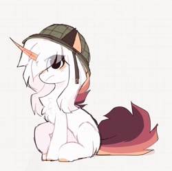 Size: 1360x1356 | Tagged: safe, artist:little-sketches, artist:php146, imported from derpibooru, oc, oc only, oc:ayaka, pony, unicorn, abstract background, chest fluff, female, helmet, mare, solo