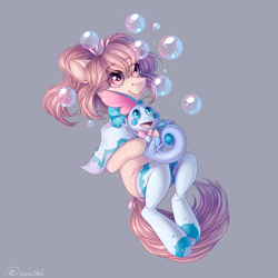 Size: 2500x2500 | Tagged: safe, artist:neonishe, imported from derpibooru, oc, earth pony, pony, sobble, bubble, clothes, female, pokémon, socks, solo