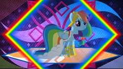 Size: 3840x2160 | Tagged: safe, artist:cloudyglow, artist:laszlvfx, edit, imported from derpibooru, rainbow dash, pony, clothes, dress, gala dress, solo, wallpaper, wallpaper edit