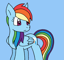 Size: 745x700 | Tagged: safe, artist:cmara, imported from derpibooru, rainbow dash, pegasus, pony, blue background, female, mare, simple background, solo