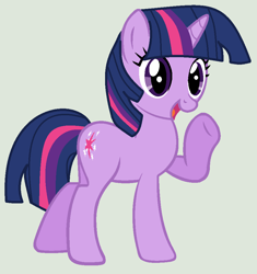 Size: 878x934 | Tagged: safe, artist:callmepaz, artist:jadethepegasus, imported from derpibooru, twilight sparkle, pony, unicorn, base used, female, gray background, mare, open mouth, raised hoof, simple background, solo, unicorn twilight