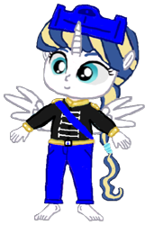 Size: 408x597 | Tagged: safe, artist:loomytyranny, imported from derpibooru, alicorn, hybrid, equestria girls, 1000 hours in ms paint, barefoot, blue sword, brother, canada, crown, feet, jewelry, male, monarch, monarchist, png, regalia, simple background, son, transparent background, wings