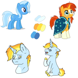 Size: 800x800 | Tagged: safe, artist:matttheenby, imported from derpibooru, sunburst, trixie, oc, family, female, male, offspring, parent:sunburst, parent:trixie, parents:trixburst, shipping, straight, trixburst