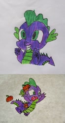 Size: 500x944 | Tagged: safe, artist:and now... a derpibooru user, imported from derpibooru, spike, dragon, horse play, it ain't easy being breezies, abuse, pumpkin, solo, spikeabuse