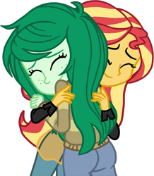 Size: 897x1029 | Tagged: safe, artist:gmaplay, imported from derpibooru, sunset shimmer, wallflower blush, equestria girls, equestria girls series, forgotten friendship, simple background, transparent background, wallflower butt