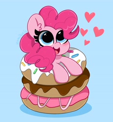 Size: 3781x4096 | Tagged: safe, artist:kittyrosie, imported from derpibooru, pinkie pie, earth pony, pony, cute, diapinkes, digital art, donut, female, food, mare, smiling, solo