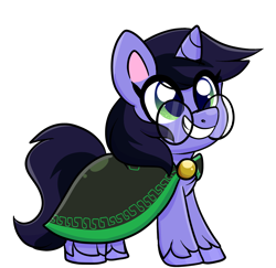 Size: 2186x2122 | Tagged: safe, artist:grymnoire, imported from derpibooru, oc, oc only, oc:deep delver, pony, unicorn, my little pony: pony life, cape, chibi, clothes, female, glasses, mare, simple background, transparent background