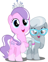 Size: 3946x5000 | Tagged: safe, artist:dashiesparkle edit, artist:parclytaxel, edit, editor:slayerbvc, imported from derpibooru, vector edit, diamond tiara, silver spoon, crusaders of the lost mark, .svg available, absurd resolution, adorabullies, cute, glasses, jewelry, necklace, raised hoof, simple background, smiling, socks (coat marking), tiara, transparent background, vector