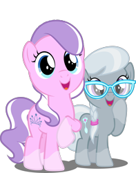 Size: 3946x5000 | Tagged: safe, artist:dashiesparkle edit, artist:parclytaxel, edit, edited edit, editor:slayerbvc, imported from derpibooru, vector edit, diamond tiara, silver spoon, crusaders of the lost mark, .svg available, absurd resolution, accessory-less edit, adorabullies, cute, glasses, missing accessory, raised hoof, simple background, smiling, socks (coat marking), transparent background, vector