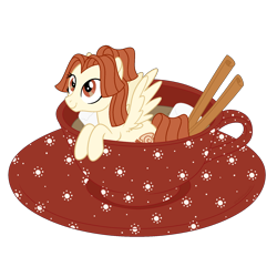 Size: 1700x1700 | Tagged: safe, artist:katelynleeann42, imported from derpibooru, oc, oc:cinnamon miss, pegasus, pony, cup, cup of pony, female, mare, micro, simple background, solo, teacup, transparent background