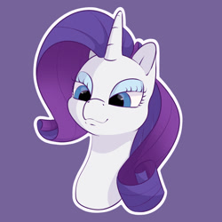 Size: 1500x1500 | Tagged: safe, artist:aquaticvibes, imported from derpibooru, rarity, pony, unicorn, bust, female, mare, portrait, purple background, simple background, solo, white outline