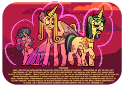 Size: 1945x1366 | Tagged: safe, artist:spudsmcfrenzy, imported from derpibooru, princess cadance, princess flurry heart, shining armor, alicorn, pony, unicorn, black eye, family, gritted teeth, magic, older, open mouth, papa wolf, scar