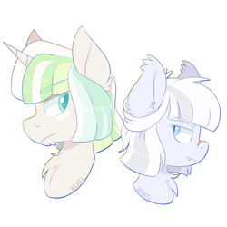 Size: 1280x1280 | Tagged: safe, artist:jetjetj, imported from derpibooru, oc, oc only, oc:ice frost, oc:snowveil, bat pony, unicorn, female, male, mare, simple background, stallion, transparent background