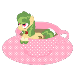 Size: 1700x1700 | Tagged: safe, artist:katelynleeann42, imported from derpibooru, oc, oc:clover, earth pony, pony, chibi, cup, cup of pony, female, mare, micro, simple background, solo, transparent background