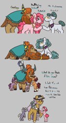 Size: 915x1704 | Tagged: safe, artist:justanotherfan-trash, imported from derpibooru, cloudy quartz, igneous rock pie, limestone pie, marble pie, maud pie, pinkie pie, prince rutherford, oc, oc:acacia, oc:cave acoustics, oc:grape vine, earth pony, hybrid, pony, father and child, father and daughter, female, filly, filly pinkie pie, gray background, interspecies offspring, loose hair, magical lesbian spawn, male, offspring, parent:cayenne, parent:limestone pie, parent:maud pie, parent:pinkie pie, parent:prince rutherford, parent:vinyl scratch, parents:cayennestone, parents:pinkieford, parents:vinylmaud, pie sisters, pinkieford, shipping, siblings, simple background, sisters, straight, uncle and nephew, uncle and niece, younger