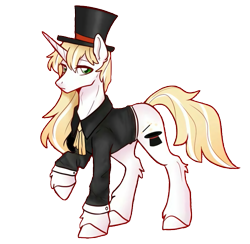 Size: 695x678 | Tagged: safe, artist:煜煜, editor:xbi, imported from derpibooru, oc, oc:magic dazzle, unicorn, derpibooru community collaboration, 2021 community collab, clothes, hat, simple background, solo, transparent background