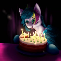 Size: 1280x1275 | Tagged: safe, artist:foxnoseart, imported from derpibooru, oc, oc:darkstar, pegasus, pony, commission, happy birthday