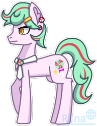 Size: 902x1170 | Tagged: safe, artist:rina shinestar, derpibooru exclusive, imported from derpibooru, oc, oc:lollipoppy, earth pony, ear piercing, earring, earth pony oc, genderless, jewelry, necktie, piercing, simple background, solo, transparent background