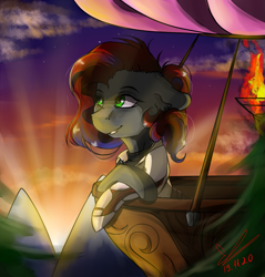 Size: 1465x1535 | Tagged: safe, artist:yuris, imported from derpibooru, oc, oc only, pony, balloon, solo, sunset