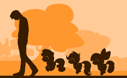Size: 3872x2384 | Tagged: safe, artist:azdaracylius, apple bloom, scootaloo, sweetie belle, human, pony, cutie mark crusaders, fanfic art, silhouette