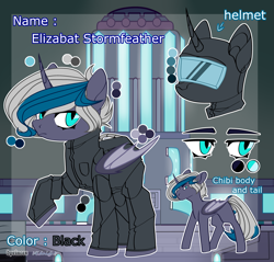 Size: 3731x3562 | Tagged: safe, artist:midnightmusic, imported from derpibooru, oc, oc only, oc:elizabat stormfeather, alicorn, bat pony, bat pony alicorn, pony, alicorn oc, among us, bat pony oc, bat wings, commission, crewmate, crossover, female, helmet, horn, mare, missing cutie mark, raised hoof, reference sheet, solo, spacesuit, video game crossover, wings, ych result