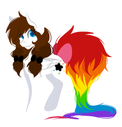 Size: 1280x1336 | Tagged: safe, artist:mscolorsplash, imported from derpibooru, oc, oc only, oc:color splash, pegasus, pony, big tail, bow, colored pupils, female, hair bow, lineless, mare, simple background, solo, transparent background