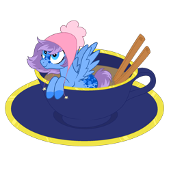 Size: 1700x1700 | Tagged: safe, artist:katelynleeann42, imported from derpibooru, oc, oc only, oc:snuggle, pegasus, pony, clothes, cup, cup of pony, female, mare, micro, scarf, simple background, solo, transparent background