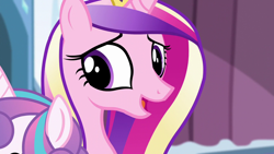 Size: 1280x720 | Tagged: safe, imported from derpibooru, screencap, princess cadance, princess flurry heart, alicorn, pony, the crystalling, female, mare, open mouth, smiling, solo focus