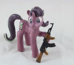 Size: 1280x1124 | Tagged: safe, artist:azgchip, imported from derpibooru, starlight glimmer, pony, unicorn, ak-47, assault rifle, craft, gun, pm md.63, rifle, sculpture, solo, traditional art, weapon