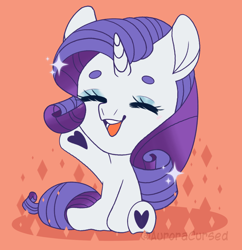 Size: 1338x1382 | Tagged: safe, artist:auroracursed, imported from derpibooru, rarity, pony, unicorn, chibi, cute, eyeshadow, female, makeup, mare, smiley face, smiling, solo