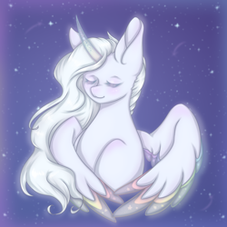 Size: 900x900 | Tagged: safe, artist:saltyvity, imported from derpibooru, oc, oc only, alicorn, pony, female, mare, solo, space, wings