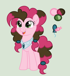 Size: 1732x1880 | Tagged: safe, artist:lominicinfinity, imported from derpibooru, oc, oc only, oc:party swirl, earth pony, pony, female, mare, offspring, parent:cheese sandwich, parent:pinkie pie, parents:cheesepie, reference sheet, simple background, solo