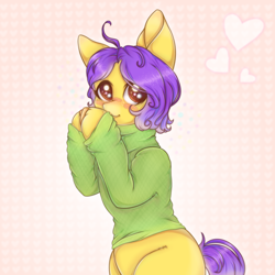 Size: 900x900 | Tagged: safe, artist:saltyvity, imported from derpibooru, oc, oc only, earth pony, pony, blushing, cute, female, heart, mare, ocbetes, solo