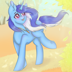 Size: 900x900 | Tagged: safe, artist:saltyvity, imported from derpibooru, oc, oc only, pony, unicorn, autumn, female, leaves, mare, not minuette, solo