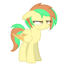 Size: 2200x2200 | Tagged: safe, artist:ponkus, imported from derpibooru, oc, oc only, oc:banana blitz, bat pony, hybrid, pegasus, pony, cute, female, frustrated, hybrid wings, mare, simple background, solo, transparent background, wings