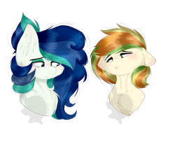 Size: 6000x5600 | Tagged: safe, artist:bladedeehunter, imported from derpibooru, oc, oc only, oc:citrus zest, oc:seamist serenade, pony, absurd resolution, bust, female, mare, portrait, simple background, transparent background