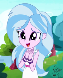 Size: 850x1050 | Tagged: safe, artist:rjp.rammy, edit, imported from derpibooru, silverstream, equestria girls, cute, diastreamies, equestria girls-ified, female, lipstick, outdoors, palindrome get, solo, tree