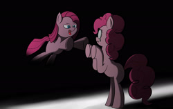 Size: 3000x1900 | Tagged: artist needed, source needed, safe, imported from derpibooru, pinkie pie, earth pony, pony, bipedal, crying, duality, pinkamena diane pie, pounce, self paradox, self ponidox, shocked, tears of fear