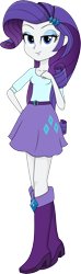 Size: 1888x6413 | Tagged: safe, artist:diilaycc, imported from derpibooru, rarity, equestria girls, beautiful, belt, blue eyes, blue eyeshadow, boots, clothes, cute, eyeshadow, high heel boots, makeup, purple hair, raribetes, shoes, simple background, skirt, solo, transparent background, woman