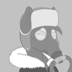 Size: 2000x2000 | Tagged: safe, artist:a_friendly_guest, imported from derpibooru, oc, oc:chocolate fudge, clothes, fetish, gas mask, gp-5, hat, jacket, latex, mask, ushanka