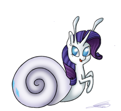 Size: 720x660 | Tagged: safe, artist:crystalcontemplator, imported from derpibooru, rarity, original species, snail, snail pony, unicorn, female, rarisnail, simple background, snailified, solo, species swap, white background