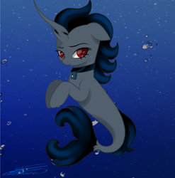 Size: 3433x3480 | Tagged: safe, artist:crystalcontemplator, imported from derpibooru, seapony (g4), choker, signature, solo, underwater