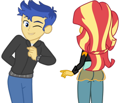 Size: 1800x1534 | Tagged: safe, artist:gmaplay, imported from derpibooru, flash sentry, sunset shimmer, equestria girls, ass, bunset shimmer, butt, female, flashimmer, male, shipping, simple background, solo, straight, transparent background