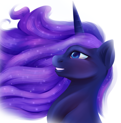 Size: 1766x1788 | Tagged: safe, artist:the-star-hunter, imported from derpibooru, princess luna, alicorn, pony, bust, ethereal mane, female, mare, simple background, solo, starry mane, white background