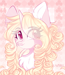 Size: 1948x2224 | Tagged: safe, artist:lazuli, artist:mint-light, imported from derpibooru, oc, oc only, pony, unicorn, chest fluff, commission, eye clipping through hair, eyelashes, horn, signature, solo, unicorn oc, ych result