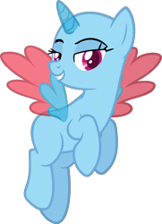 Size: 985x1357 | Tagged: safe, artist:pegasski, imported from derpibooru, oc, oc only, alicorn, pony, the last crusade, alicorn oc, bald, base, bedroom eyes, eyelashes, eyes closed, flying, grin, horn, simple background, smiling, solo, transparent background, two toned wings, wings