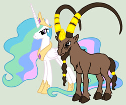 Size: 2460x2048 | Tagged: safe, artist:azdaracylius, princess celestia, oc, alicorn, pony, duo, ibex