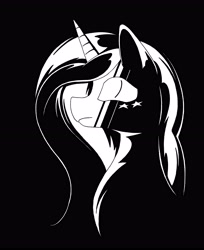 Size: 4312x5288 | Tagged: safe, artist:azdaracylius, oc, oc only, oc:star shine, alicorn, pony, alicorn oc, black and white, bust, female, grayscale, horn, mare, monochrome, portrait, solo, wings