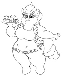 Size: 799x992 | Tagged: safe, artist:beau-skunk, imported from ponybooru, cup cake, anthro, human, pony, bipedal, cupcake, fat, fat fetish, fetish, food, humanized, solo